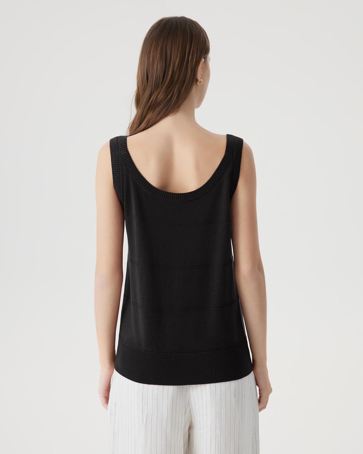 SUUKSESS Women Silk Cashmere Blend Scoop Neck Knit Summer Sweater Lightweight Tank Tops - Image 3