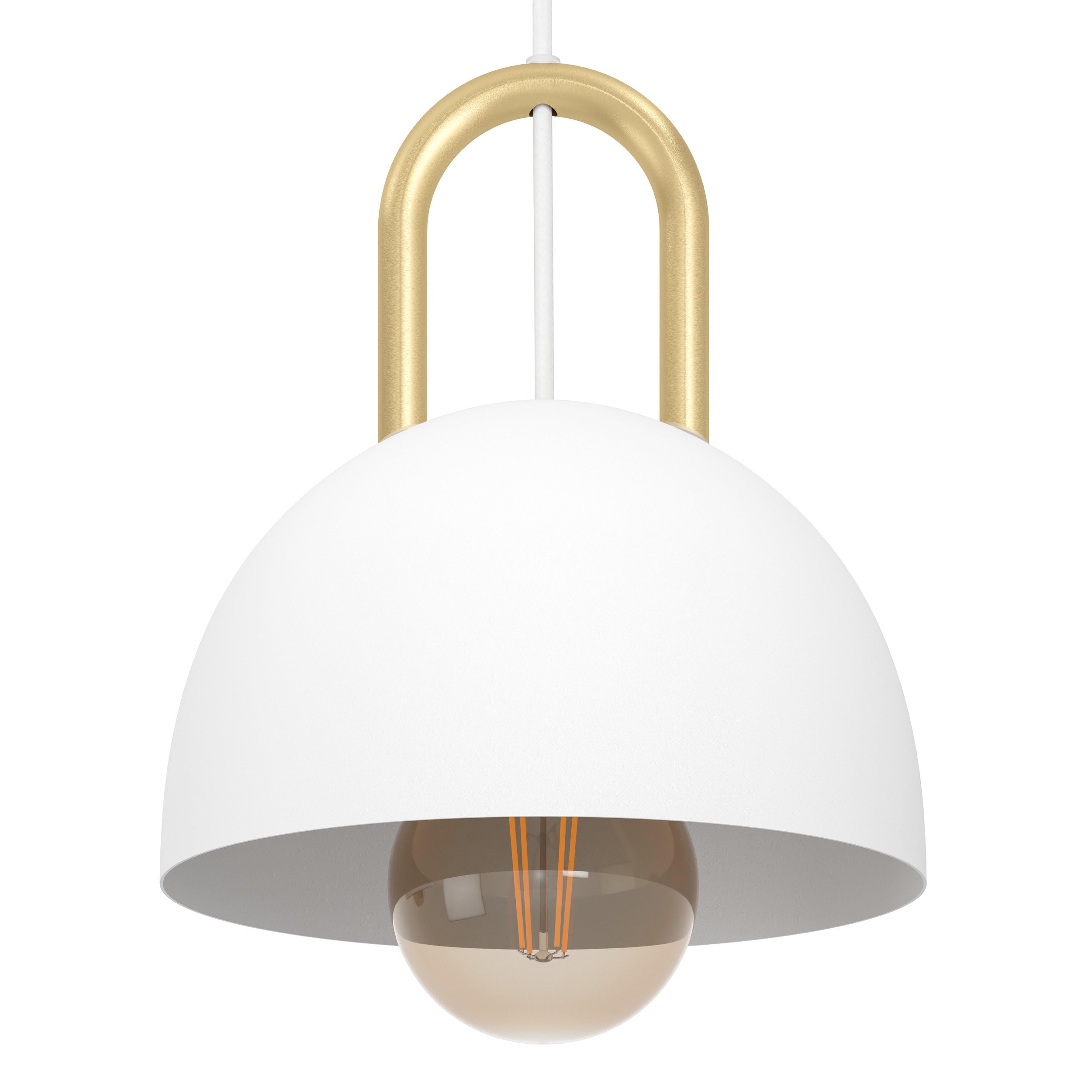 Eglo lampada a sospensione Calmanera, a tre luci, in metallo bianco, ottone | spazzolato, illuminazione per tavolo da pranzo e soggiorno, presa E27