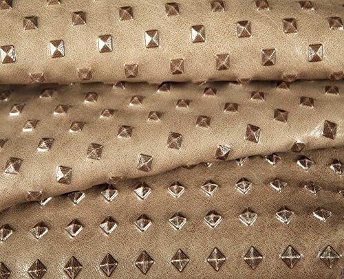 EXOTIC LEATHER SKIN HIDES - VARIOUS EMBOSSED DESIGN & COLORS SKIN HIDE - 6 Sq.ft (Castle) (Taupe)
