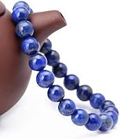 Vista 2 de Handmade Lapis Lazuli Bracelet - Gemstone Bracelet - Bead Stretch Bracelet - Friendship Bracelet - Blue Stone Focus Bracelet (8mm)
