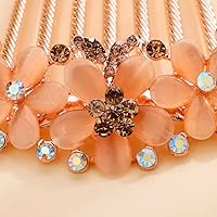 Vista 5 de Aimimier Peines de pelo de cristal con flores vintage, dientes largos, horquillas para el cabello con diamantes de imitación, accesorios