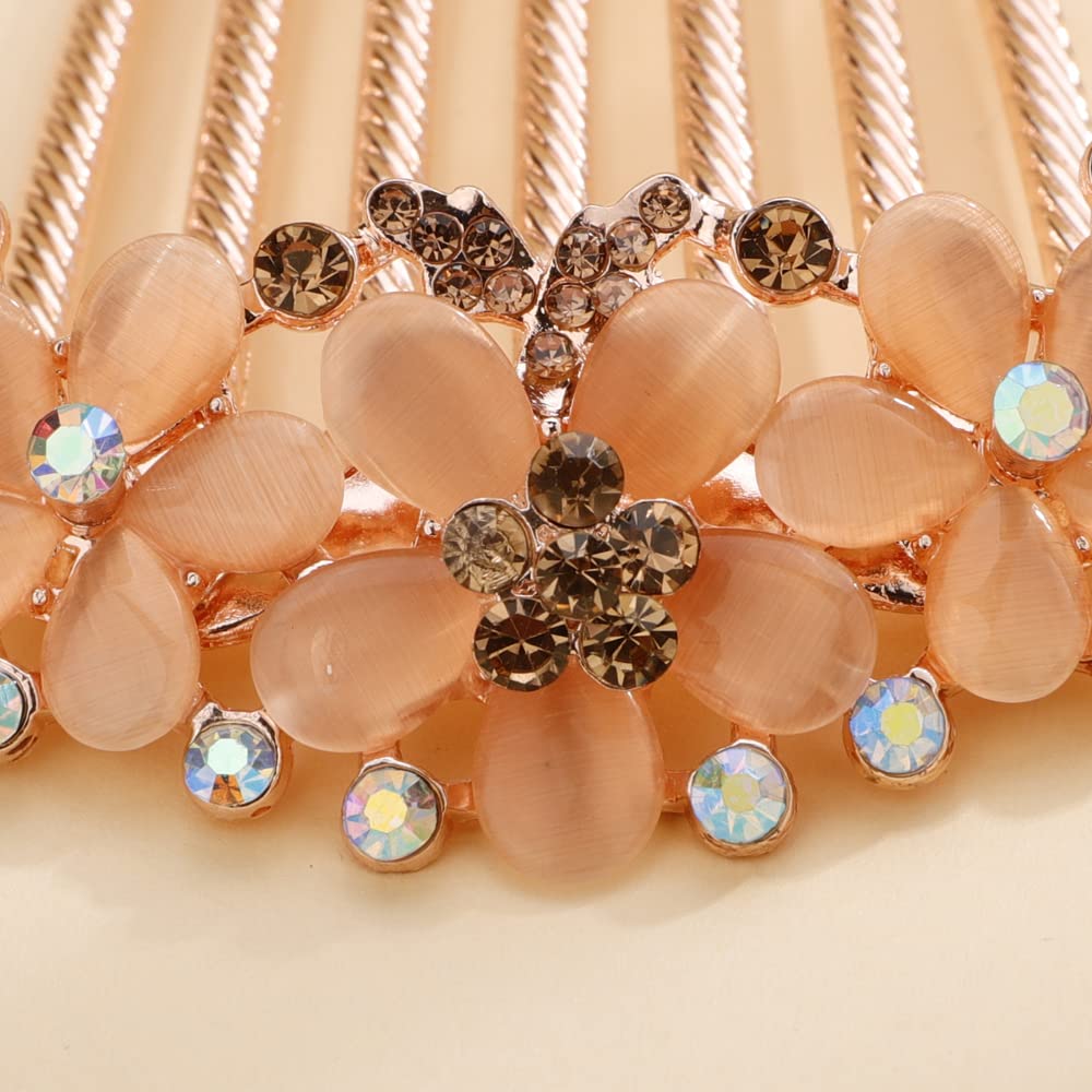 Amazon.com : Aimimier Vintage Flower Crystal Hair Combs Long  display picture 3