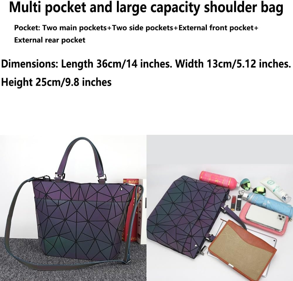 Handbags Womens Geometric Luminous Purse bags Ladies Top Handle Satchel Bags - Image 3