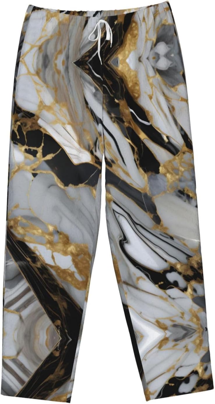 Luxury Marble Pattern Print Cozy Christmas Pajama Pants,Flannel Pajama Bottoms,Cater To Various Body Types