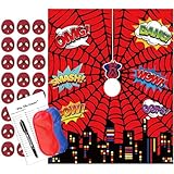 Spider Birthday Party Decorations & Games - Pin The Sticker, Kids Hero Theme Supplies & Favors