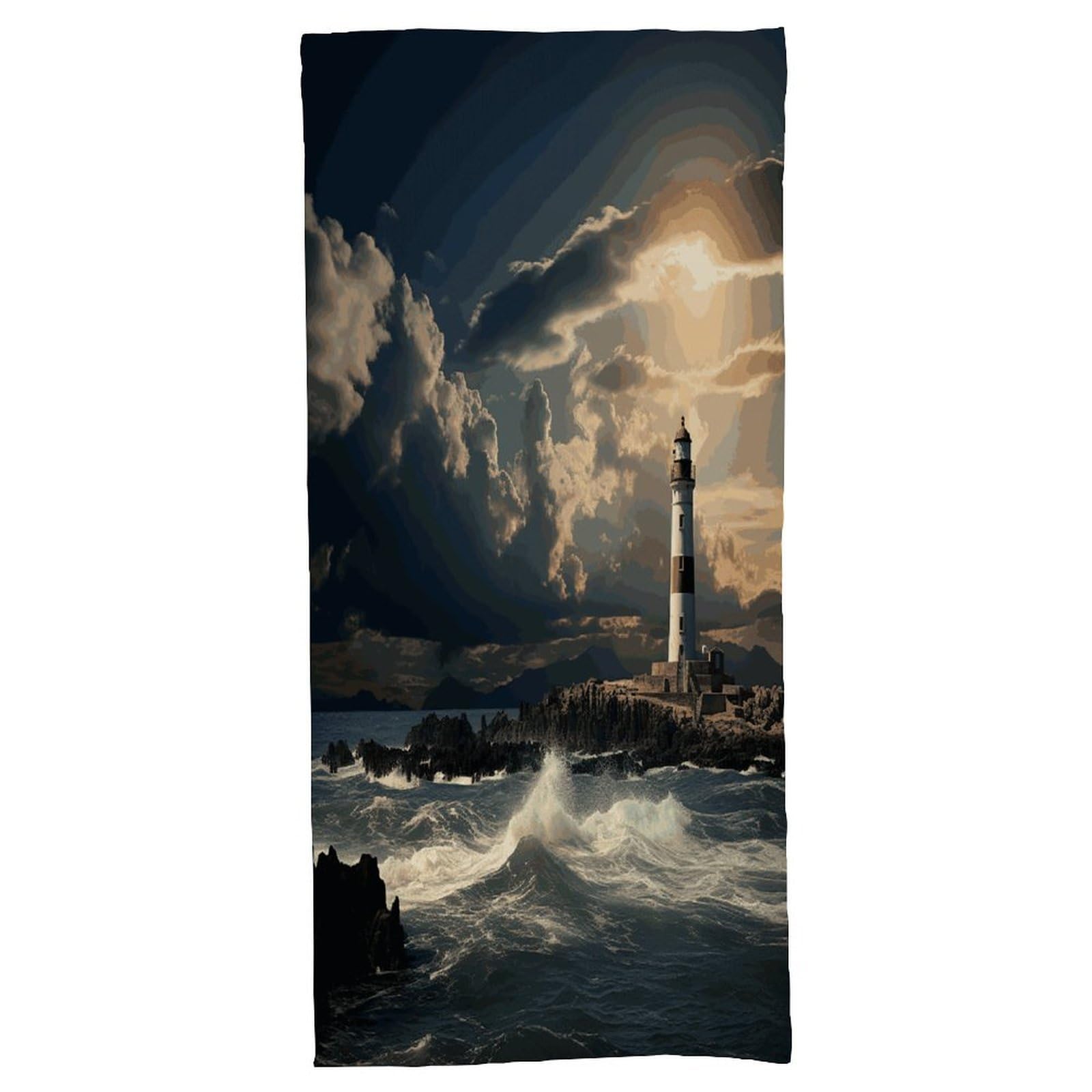 Fodpand Style Old Lighthouse By The Sea Bath Towel, Highly Absorbent & Quick Drying Beach Towel, Compact & Lightweight Pool Towel For Bathroom, Beach, Pool, Gym, Spa, And Hotel Use