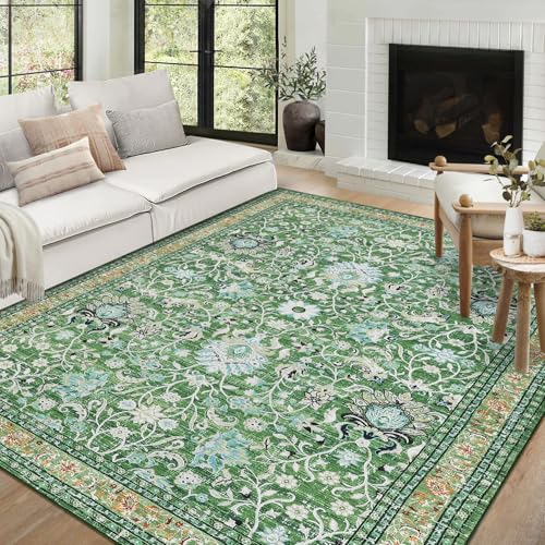 GarveeHome Washable Rugs 8 x 10 Rug for Living Room Boho Vintage Area Rug for Bedroom Indoor Floral Bohemian Oriental Large Rug Soft Non Shedding Stai