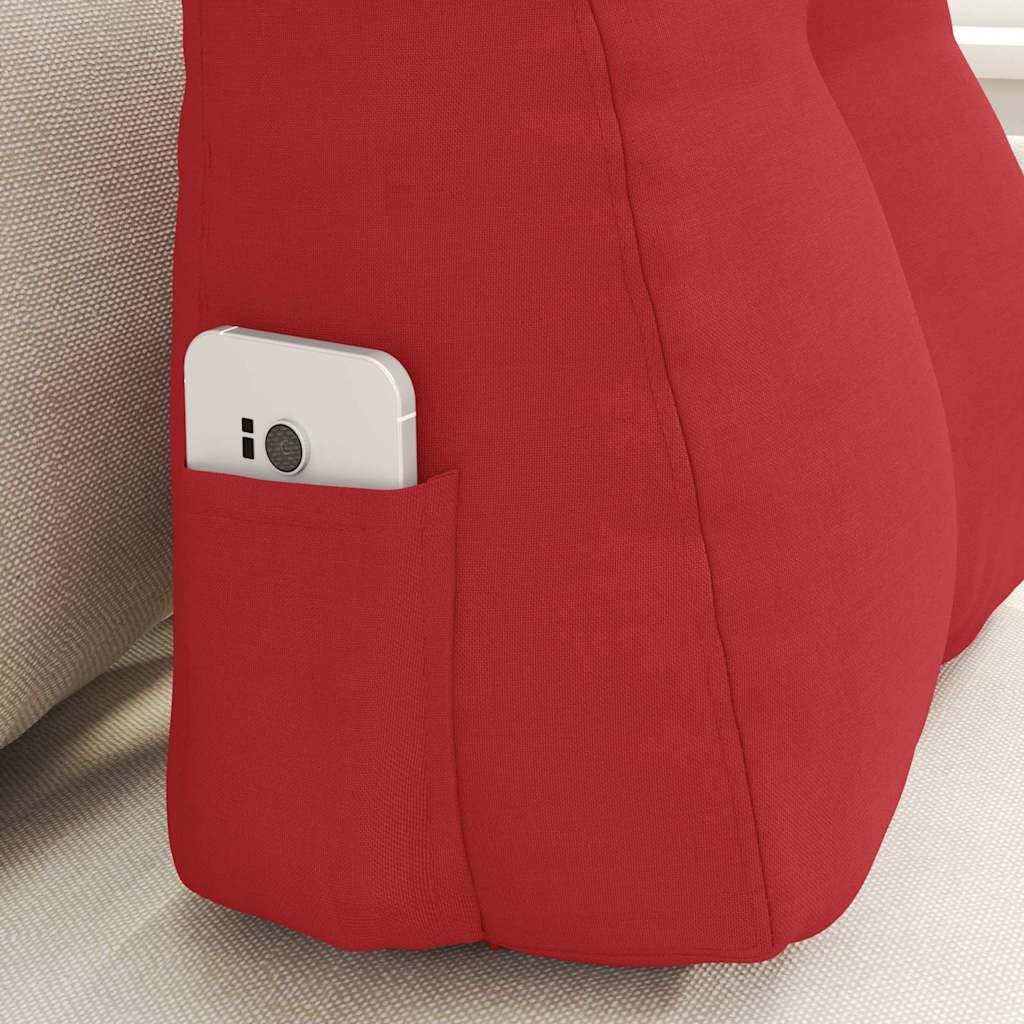 Cojín lumbar de tela roja 45 x 24 x 50 cm, cojín lumbar ergonómico con relleno de poliéster para oficina, sofá, cama, sillón y silla de ruedas, soporte de columna vertebral y postura