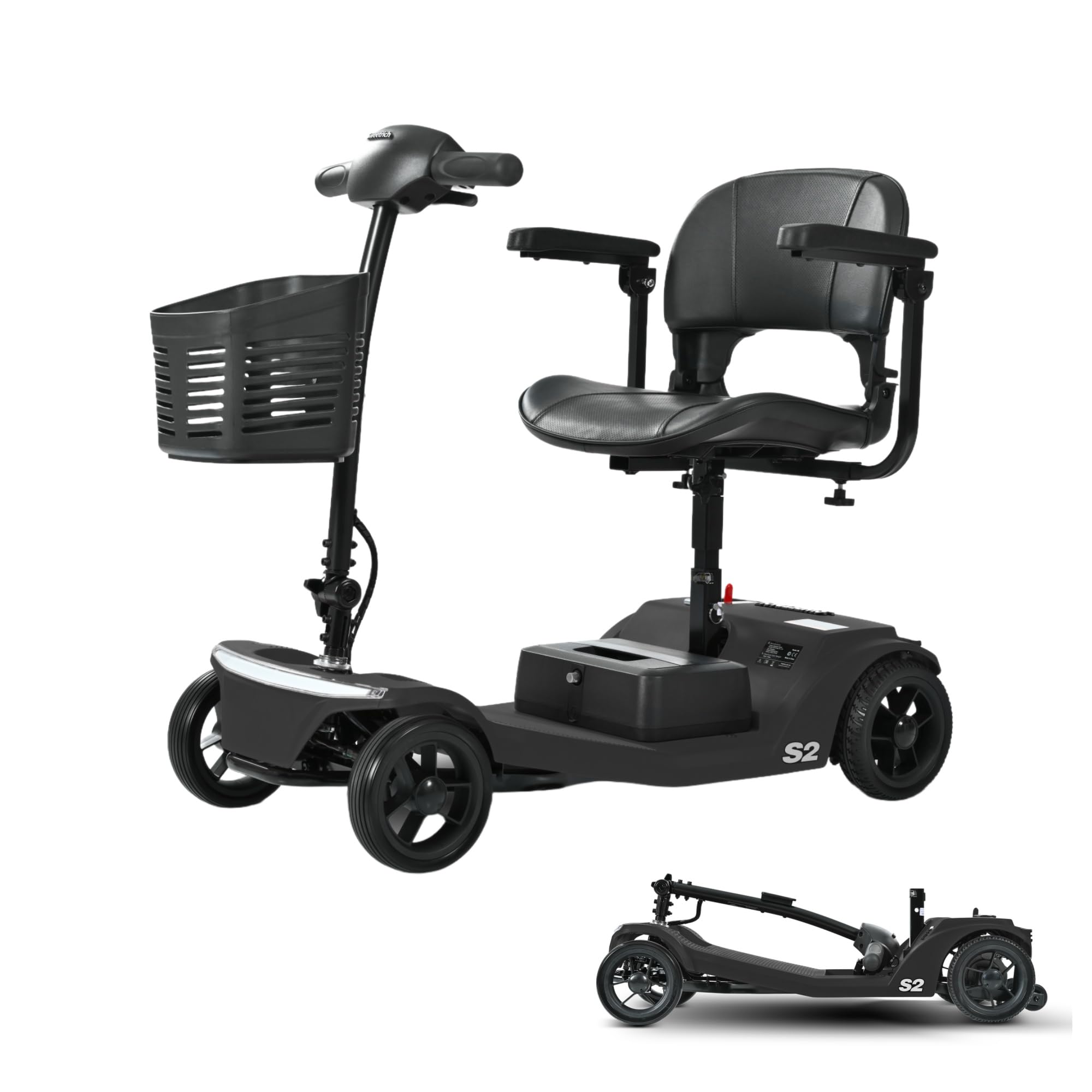 電動車いす4 輪モビリティスクーター 着脱式鉛蓄電池 250W 調整式