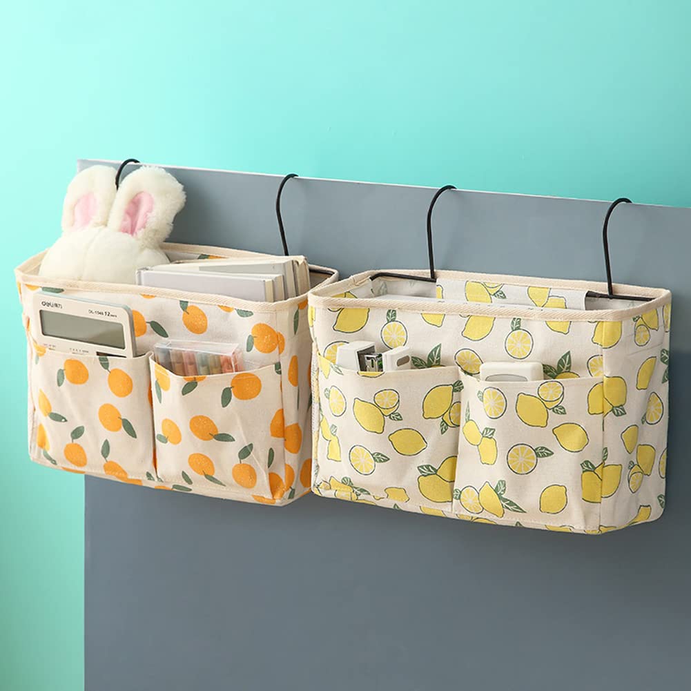 2 Pièces Organisateur de Chevet et Sac de Rangement Lit, Pratique Organisateur de Chevet pour Livres, Téléphones Portables, Verres et Collations Près du Lit