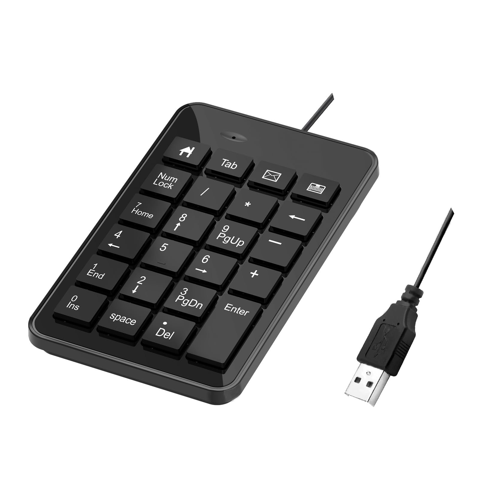 LOONASA Wired Number Pad, Typec & USB Numpad 23 Key Numeric Keypad Financial Accounting Keyboard Office Accessories for Laptop, PC, Desktop, Computer, Notebook, Black