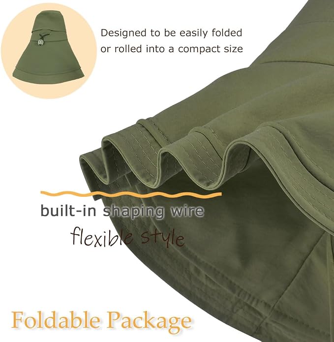 Sombrero de ala ancha plegable para mujer con orificio para coleta miniatura 2