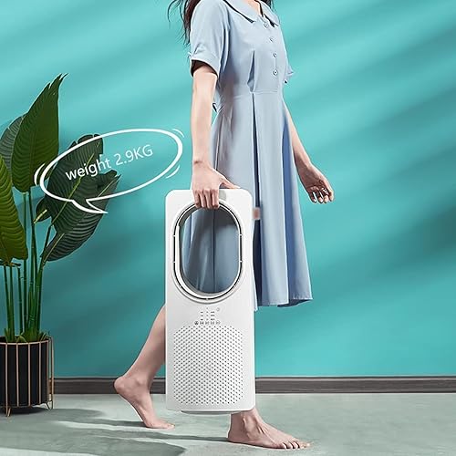 Miniatura 3 de Ventilador de torre de ventilador eléctrico sin aspas, movimiento oscilante, ventilador de piso con control remoto integrado de 3 ajustes de