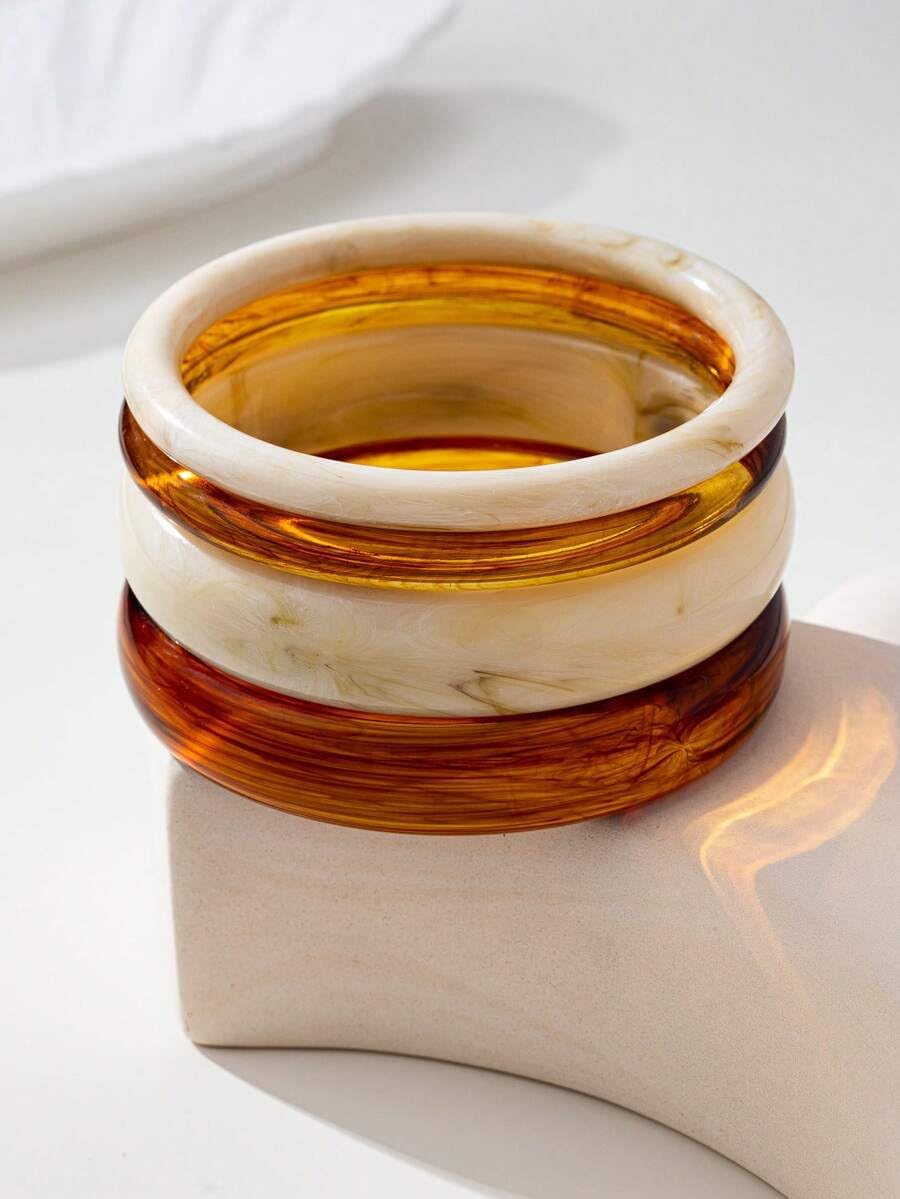 ÌF ME Acrylic Bangles Bracelets For Women, Maillard Lightweight Chunky Resin Bracelets, Premium Fall Winter Boho Jewelry Gift view 6