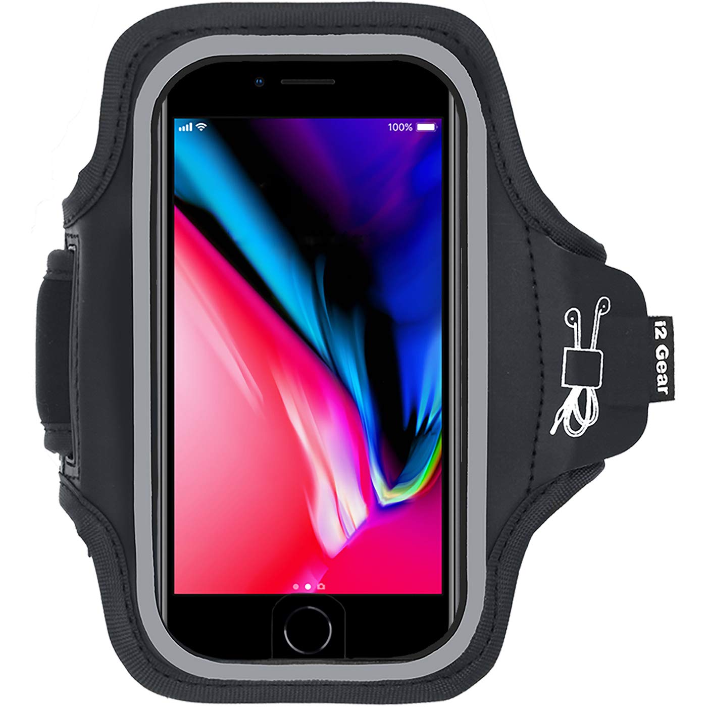 i2 GearCell Phone Running Armband for iPhone 13, 12, 11 Pro, XR, Galaxy  S10, S9, Moto P30, G7, G6, Z Play (Black,