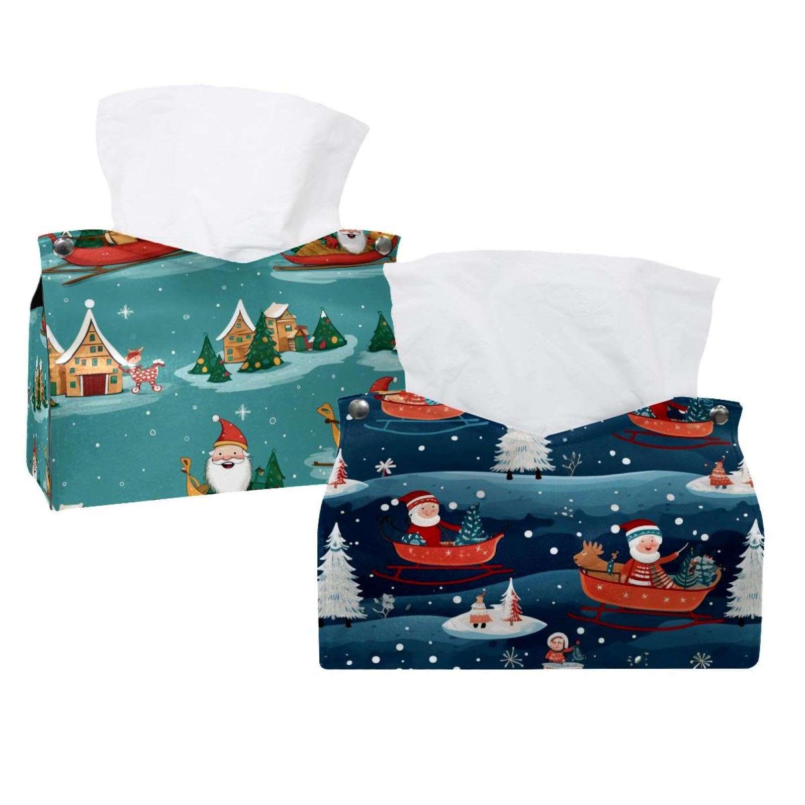 Boîte à mouchoirs traîneau de Noël en cuir pour habiller la table et la voiture