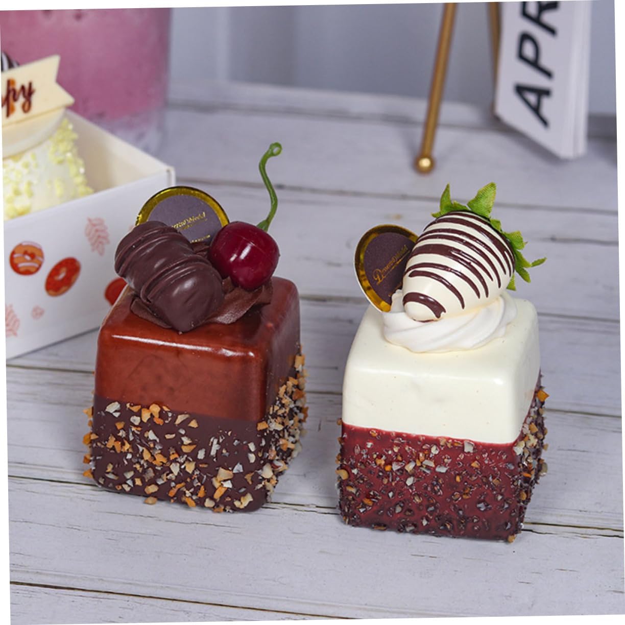 Kisangel 16pcs Realistic Artificial Cake Models for Display Simulation Dessert Props for Wedding Party and Photography Decor for Home Bakery and Store Decorations