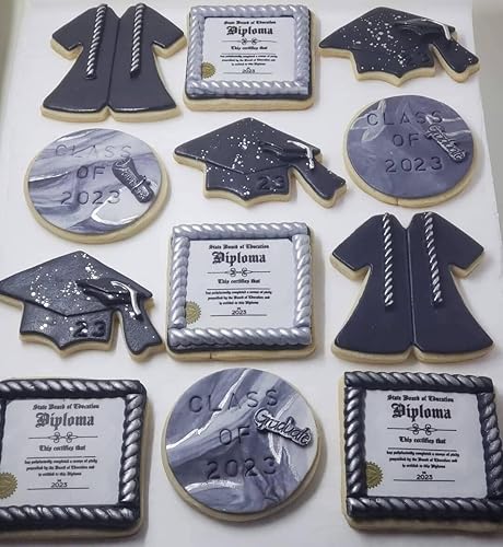 Miniatura 6 de Juego de cortador de galletas de graduación, 3 piezas, gorro de graduación, vestido, cortadores de galletas para fiesta de celebración de graduación