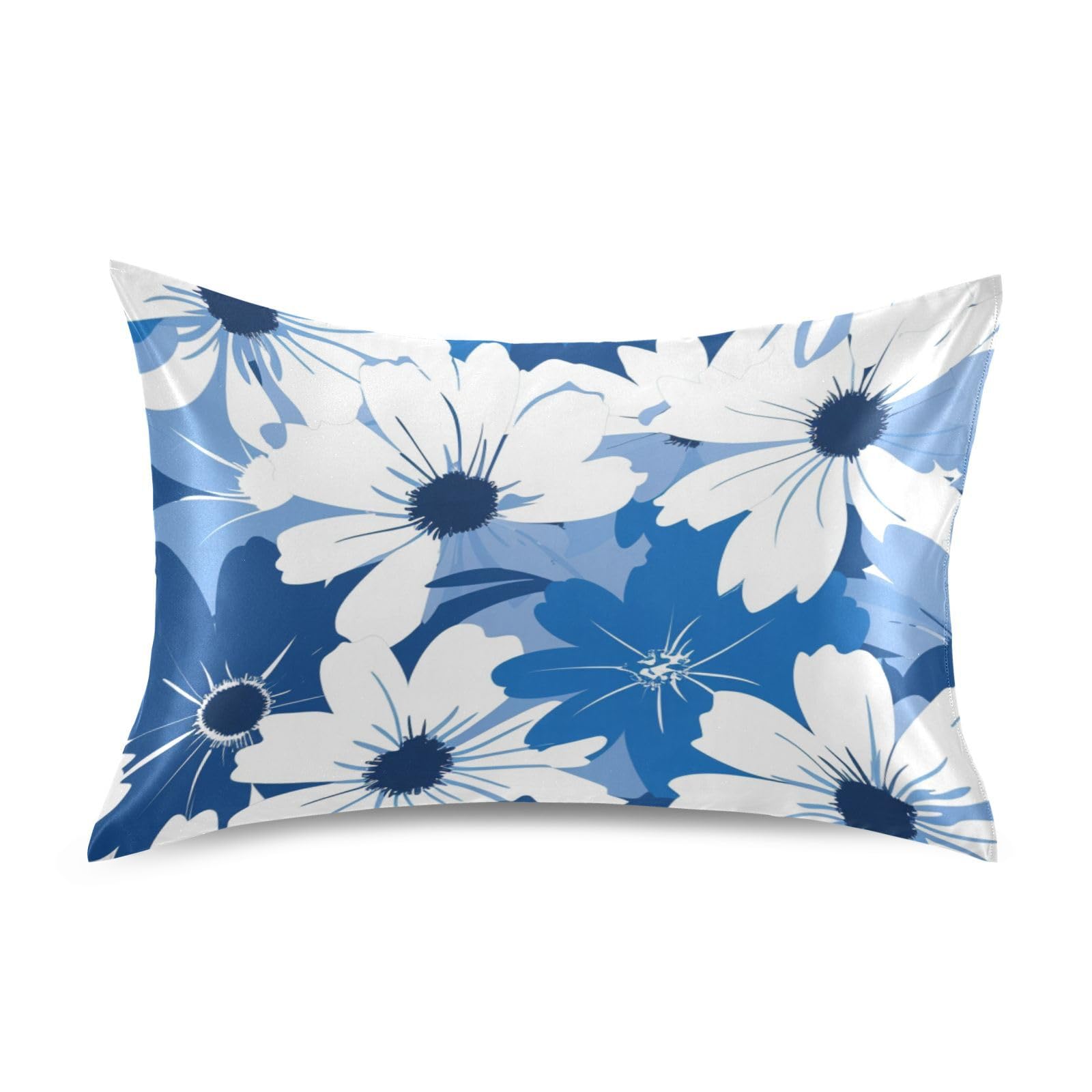 Customizable Blue and Flower and Whites Pillow sham Little Girls Pillow Cases Cool Cotton Pillow Cases Envelope Pillowcase Flannel Queen Size Pillow Cases 20x30 inches
