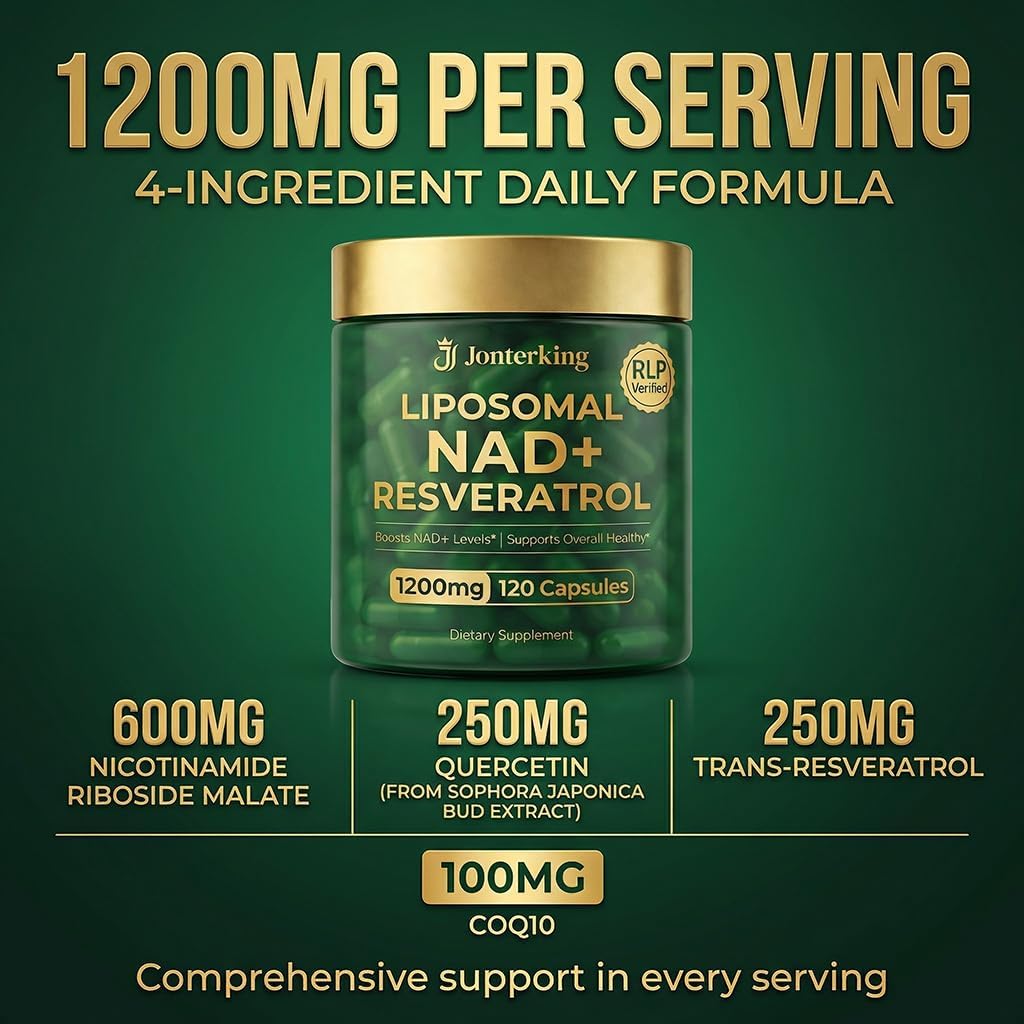 NAD+ Supplement, 1200mg 120 Capsules Nicotinamide Riboside with Resveratro | Boost NAD+ Levels, Cellular Energy & Healthy Aging Support | 60 Serving