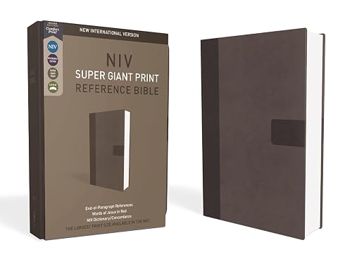 NIV, Super Giant Print Reference Bible, Leathersoft, Gray, Red Letter, Comfort Print