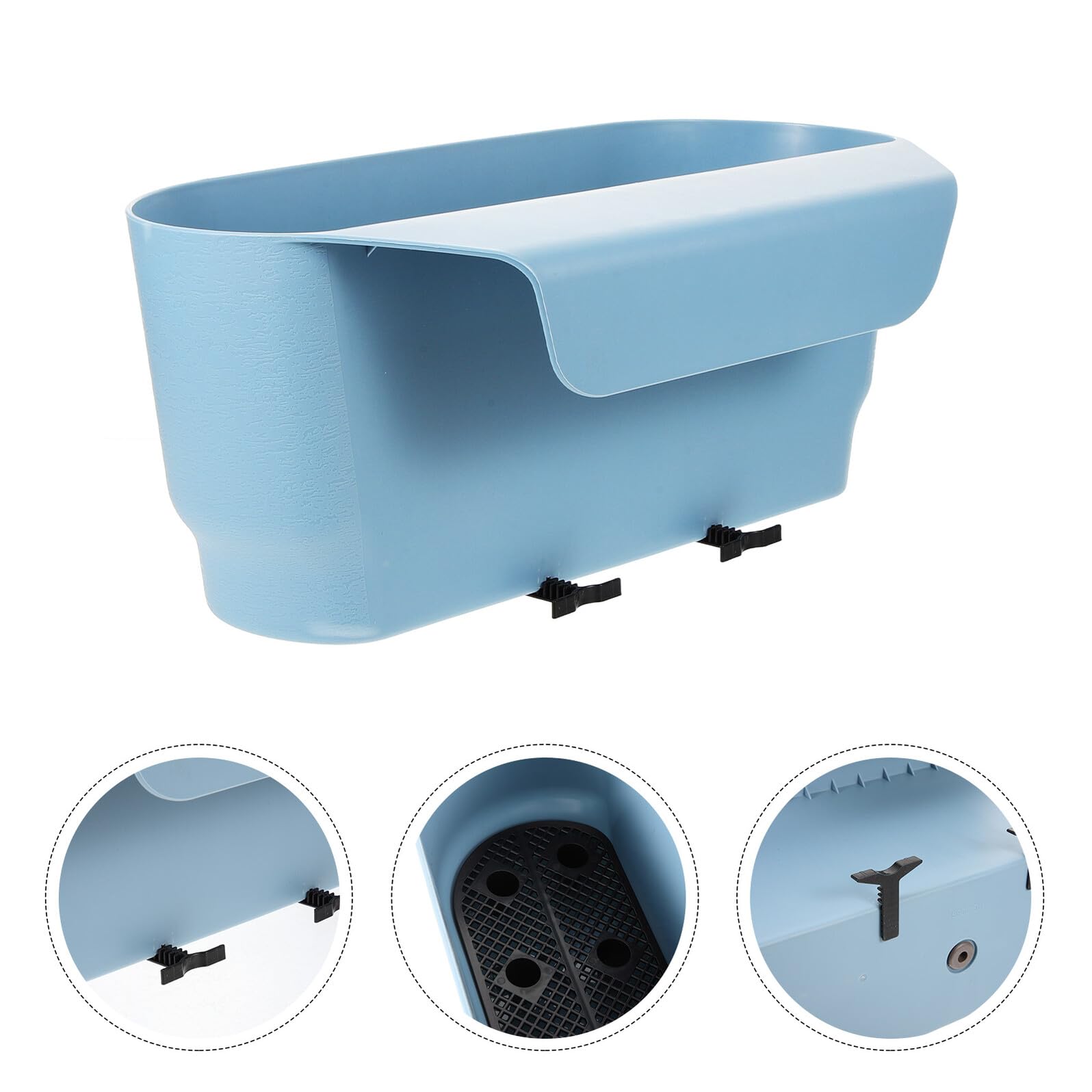 NUOBESTY Pot Suspendu pour Plantes Succulentes Grand Format Bleu, Jardinière Carrée Réserve D’Eau pour Balcon, Rambarde ou Clôture, Pot de Fleurs de Balcon Solide en Plastique
