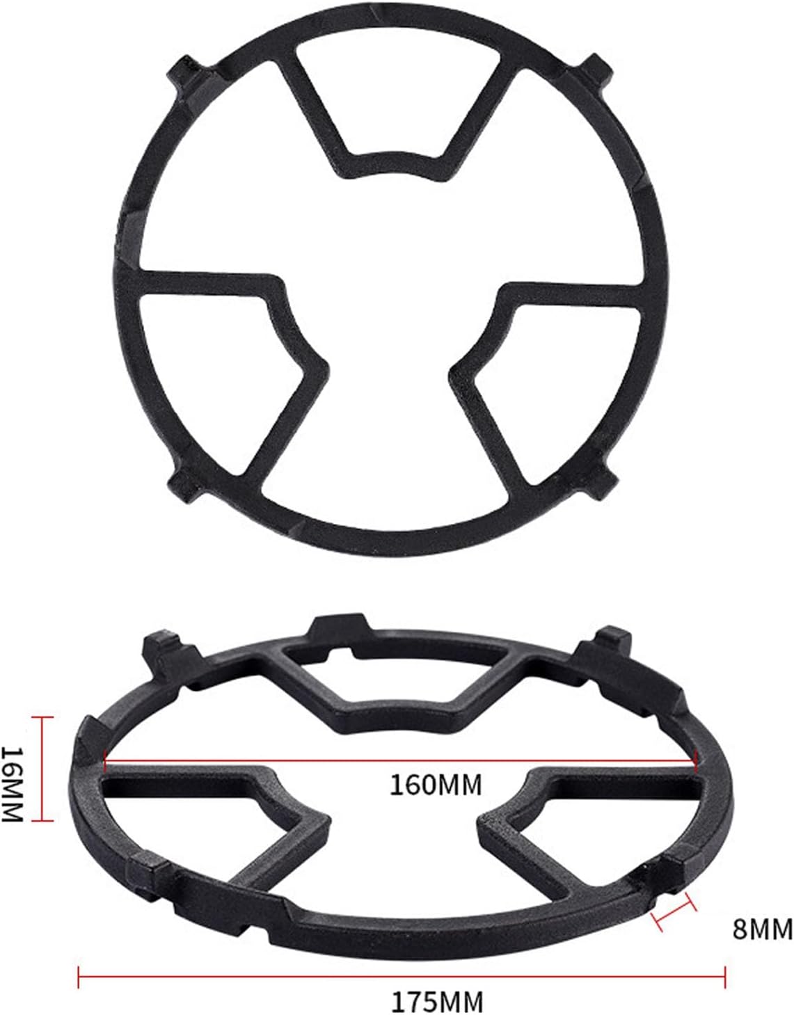 Stove Burner, 2Pcs Burner Pot Holder Cast Iron Grate Gas Cooktop Parts Stove Top Grate for 4 or 5 Feet Gas Cooker