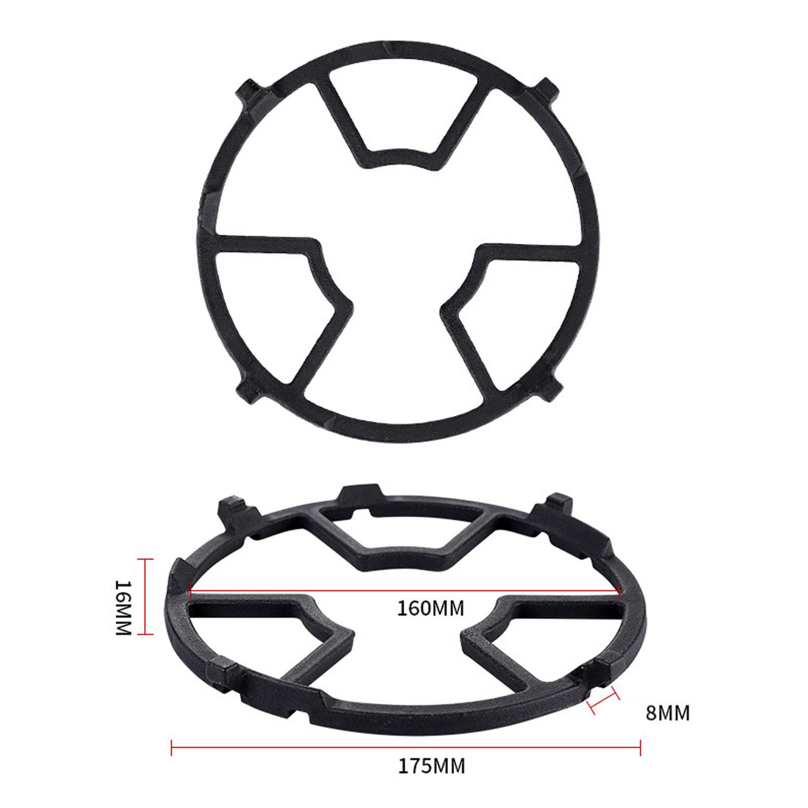 Support En Fonte Pour Wok/casserole - Pour Cuisinière à Gaz - Antidérapant, Stable - Installation Facile Sans Outils - Dimensions 21.8x21.8x6.4 Cm