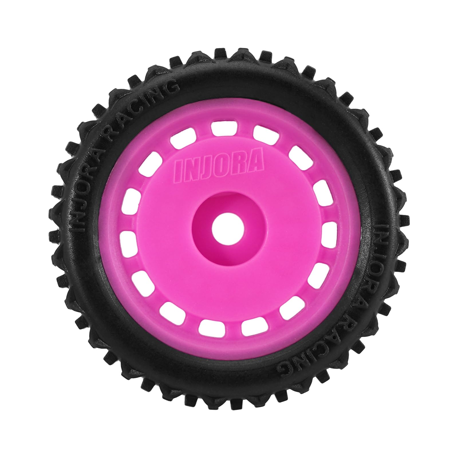 INJORA Pre-mounted Pin Buggy Tires & Wheels for 1/28 Losi Micro-T,4pcs, Magenta - Image 3