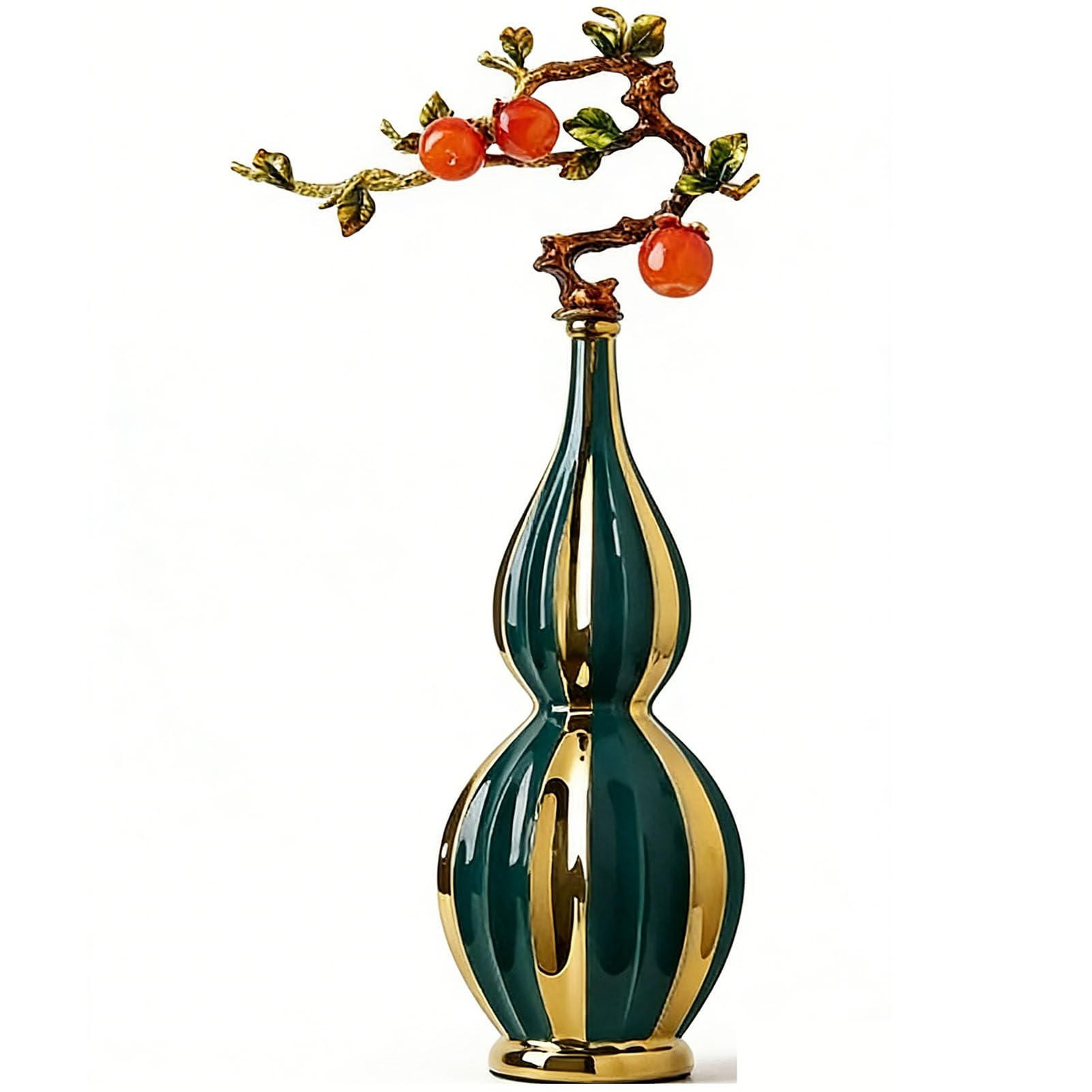 Ceramiczna tykwa Feng Shui dla bogactwa i zdrowia, tradycyjny chiński Wu Lou wystrój powodzenia, amulet błogosławieństwa domowego biura dla miłośników przyjaciół rodziny,Green,L