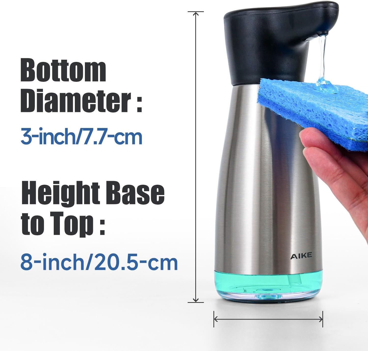 AIKE Magnetic Charging Waterproof Automatic Soap Dispenser for Liquid Soap Spot Resist Stainless Finish 14fl.oz. Model AK1337