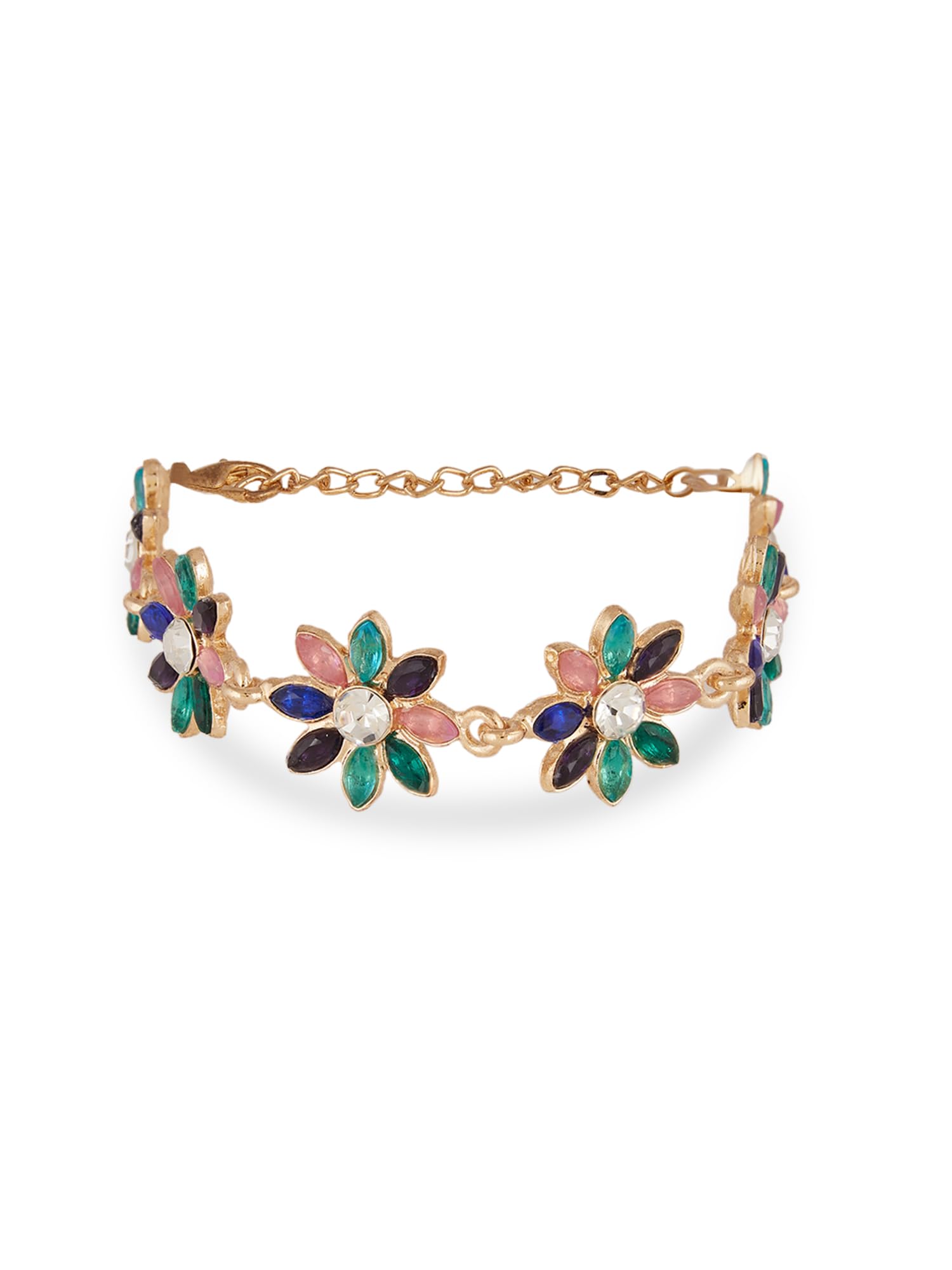 ZAVERI PEARLS Multicolor Dazzling Stones Embellished Flowers Contemporary Bracelet For Women-ZPFK18199 (B0D4LVK68N) Amazon Price History, Amazon Price Tracker