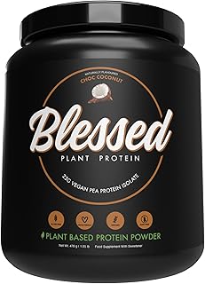 BLESSED Vegan Protein Powder - Plant Based Protein Powder Meal Replacement Protein Shake, 23g of Pea Protein Powder, Dairy Free, Gluten Free, Soy Free, No Sugar Added, 15 Servings (Chocolate Coconut)