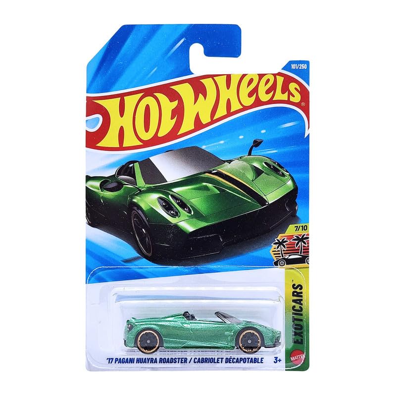 Image of Hot Wheels 17 Pagani Huayra Roadster Exotics Ages 3 and Up 101 /250 (Green)