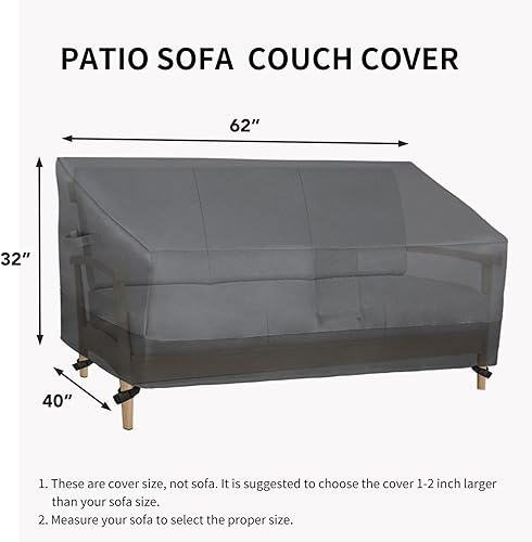 Miniatura 47 de Easy-Going Funda impermeable para sofá de exterior, funda resistente para sofá de patio de 3 plazas, resistente al viento, funda para muebles