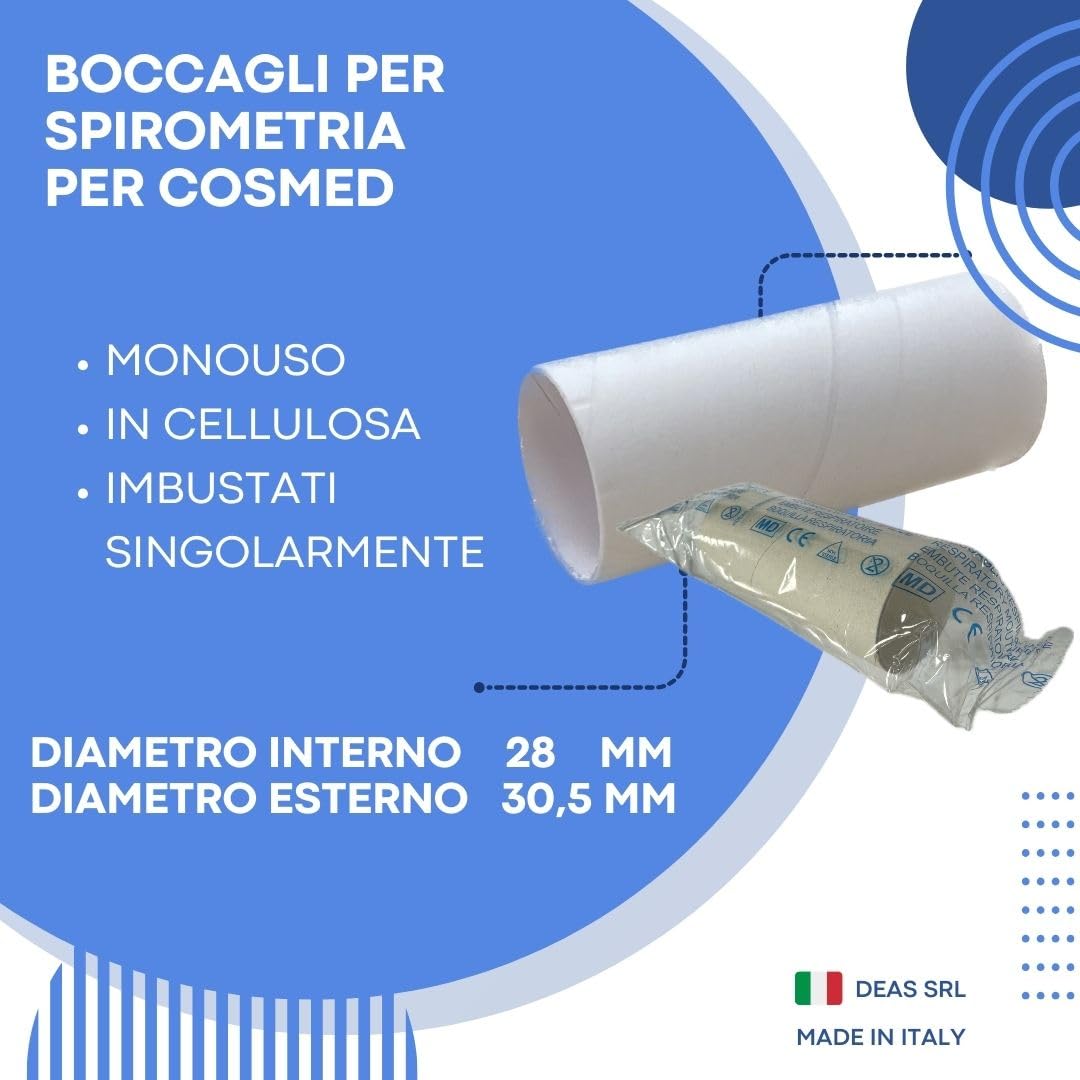 EasyTrace ® - Confezione 100 BOCCAGLI MONOUSO PER COSMED, PONY, Microquark - Diametro interno 28 MM, diametro esterno 30.5 MM