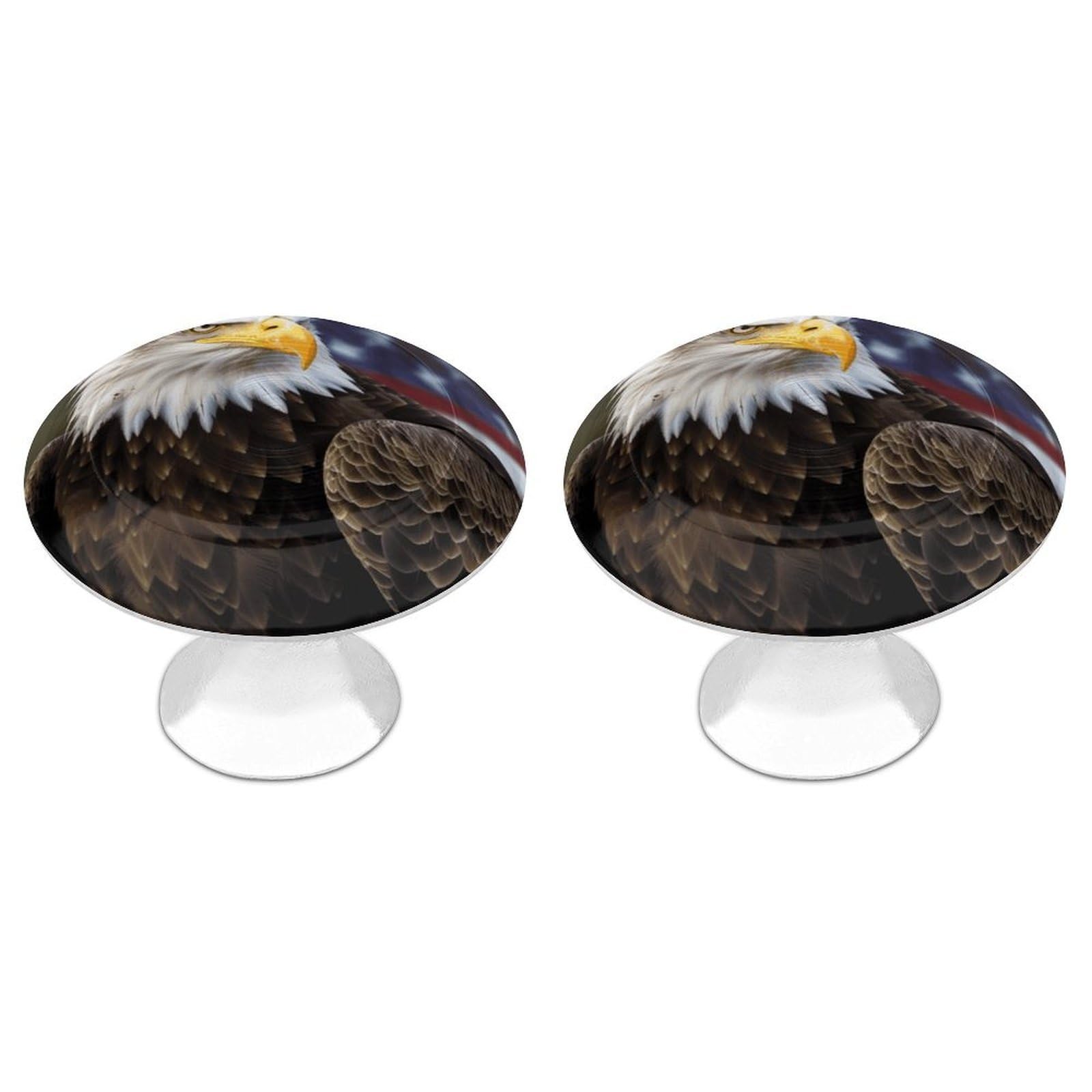 American Bald Eagle Cabinet Knobs for Home, Round Drawer Pulls for Kitchen, Personalized Cupboard Handles with Screw, Fashion Dresser Knobs for Office, Drawer Handles, 2 Packs
