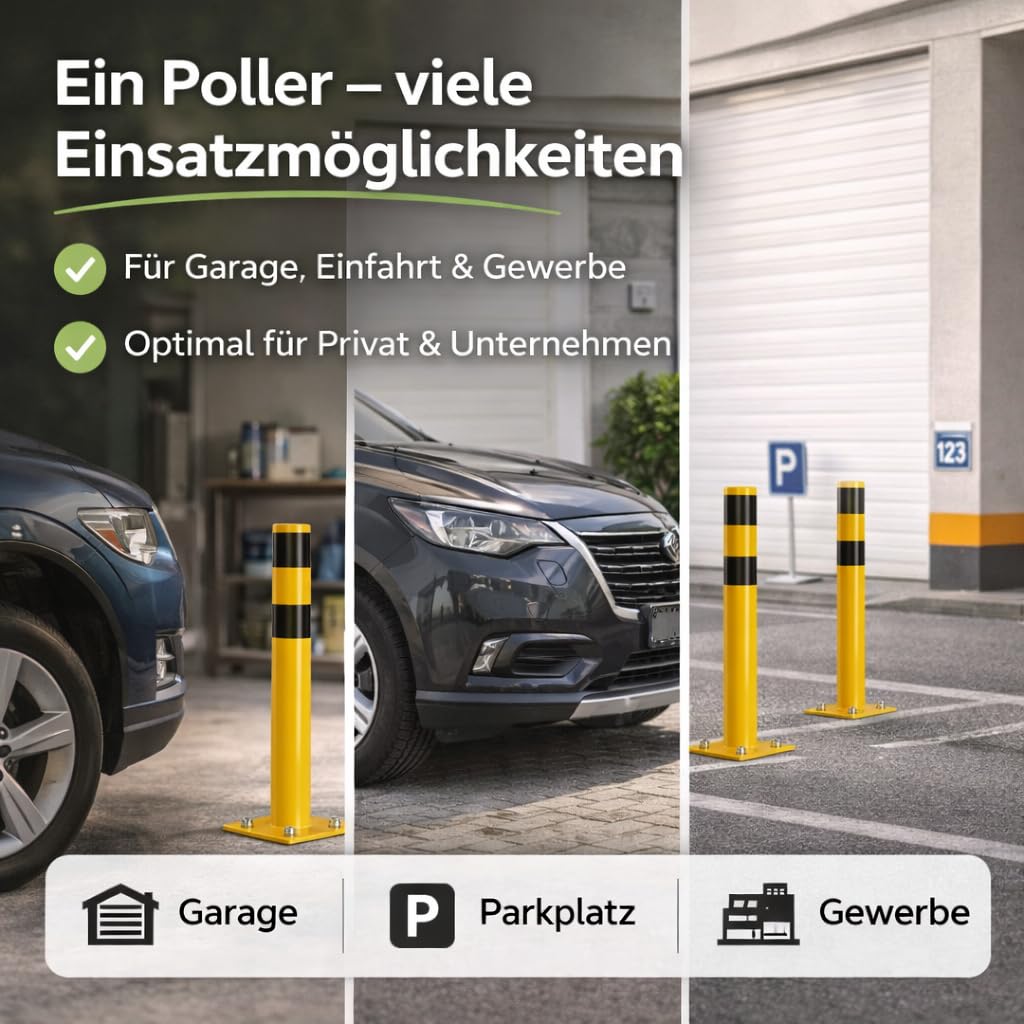 Lagerschutz - Rammschutzpfosten gelb ca. 110 cm - Rammschutzpoller, Absperrpfosten - Ø 60 mm Anfahrtschutz für Regal & Hochregale & Einfahrt & Hof & Garage