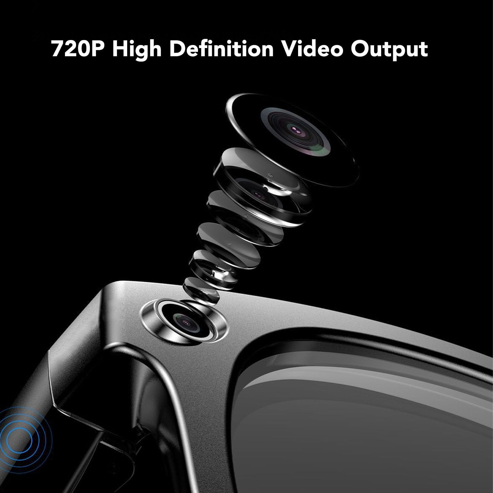 Occhiali da Sole della Fotocamera, Occhiali Intelligenti con Traduttore di Intelligenza Artificiale, Altoparlante Musicale Bluetooth, Riconoscimento delle Immagini AI