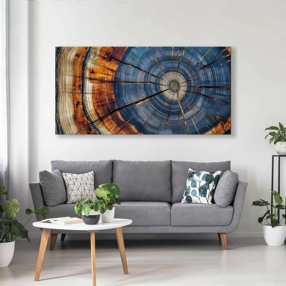 IHHGNB Colorful Tree Rings Canvas Print Poster Elegant Natural Wall Art for Living Room Decor Wall Painting(70x140cm(28x55in)/No frame)