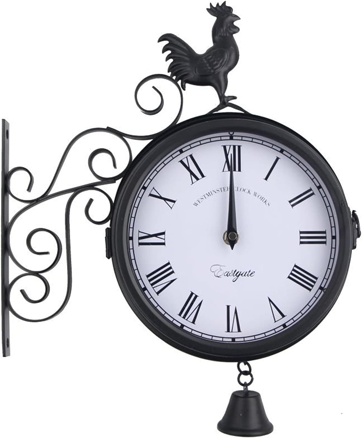 JNYB Garden Wall Clocks Outdoor Waterproof, Large 31cm Vintage Garden Ornament, Hanging Clock Mechanisms Battery Powered Silent Non Ticking Wall Clock