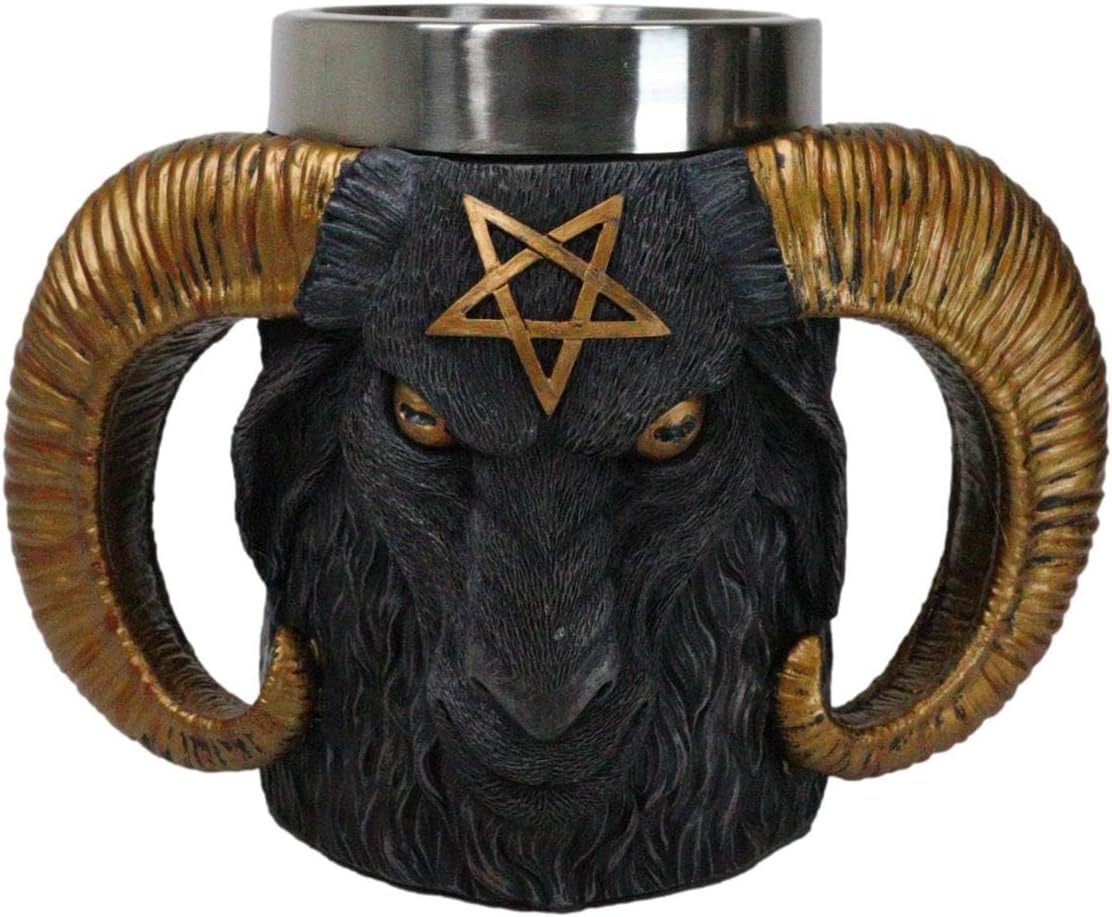 Ebros Gift Wicca Occult Sigil Of Baphomet Pentagram Ram Horned Sabbatic Goat Mug 13oz Coffee Tea Drink Cup Mugs