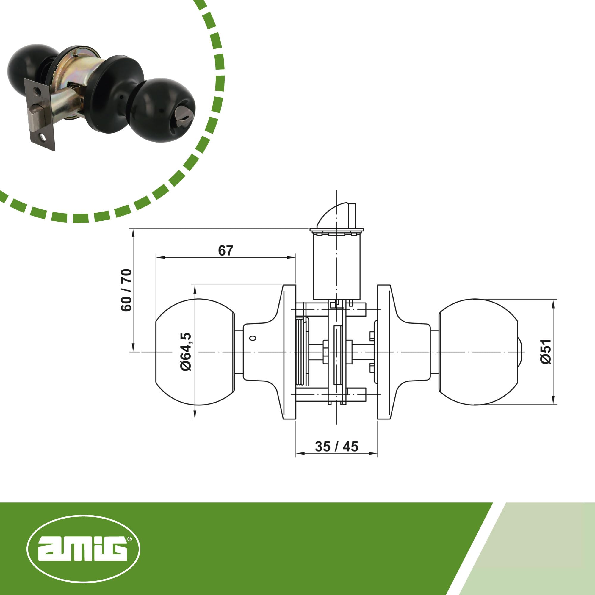 Amig 12307 Knob 612 Black Private, Schwarz - Image 4