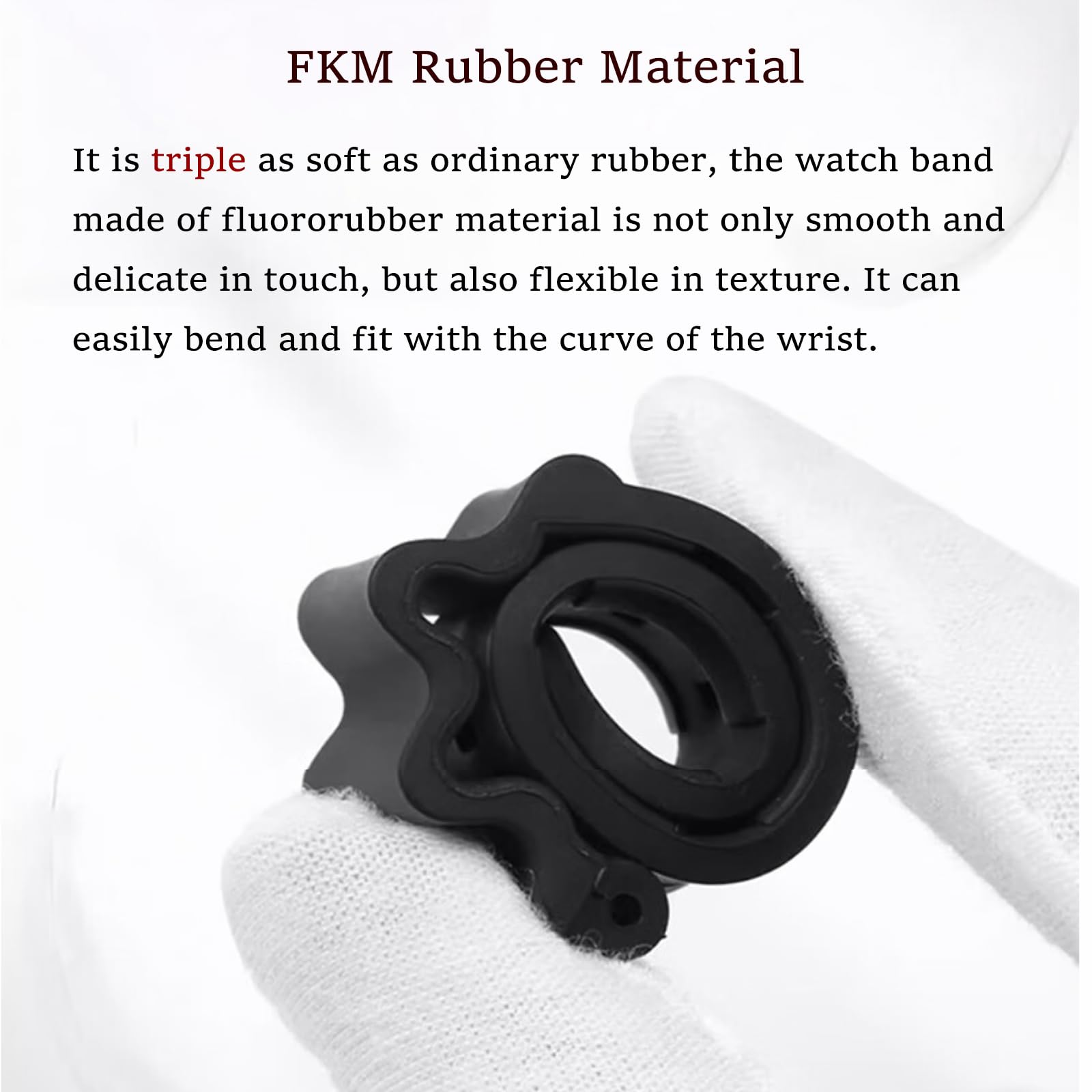 Bracelet de Montre FKM Caoutchouc Fluoré Libération Rapide Ventilé Durable Fluorocarbone Bande de Remplacement 18mm 20mm 22mm 24mm pour Montres de plongée Homme & Femme