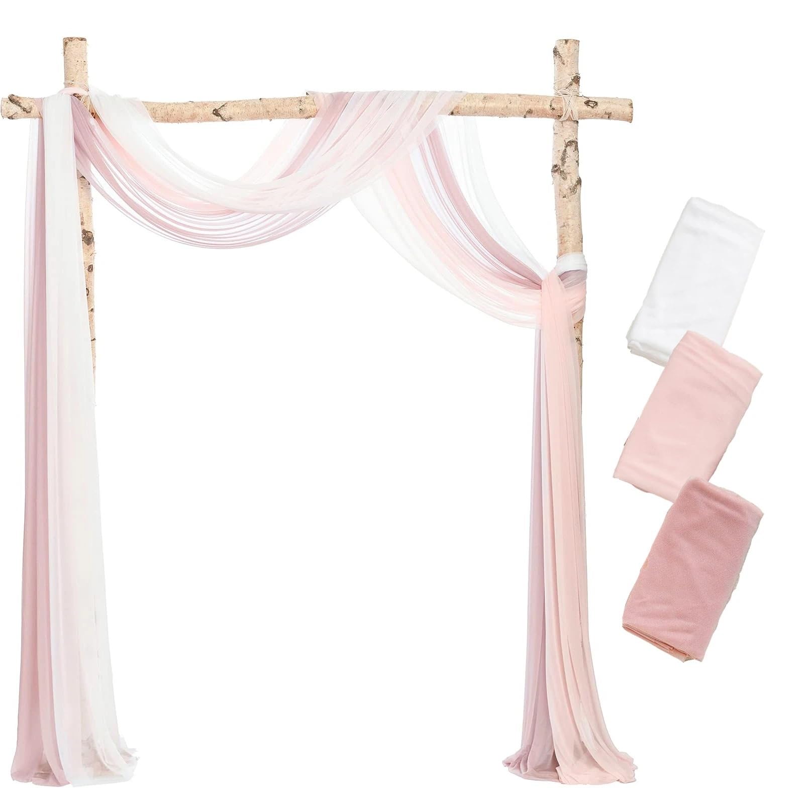 3-teiliges Set Hochzeitsbogen Drapieren Stoff Sheer Chiffon Tüll Vorhang Drapieren Hintergrund Party Supplies Home Drapery Zeremonie Dekoration für Hochzeiten(Color1,6 metres)