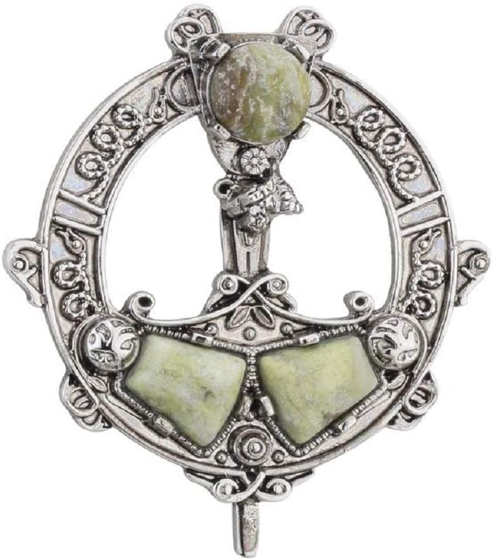 Tara Women’s Celtic Brooch Connemara Marble Rhodium Plated Made in Ireland