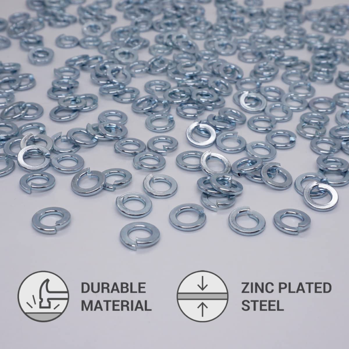 SKIR'CO (200 pcs) Zinc Plated DIN127 Spring Lock Washers M8, Metal Washers, Spring Split Lock Washers - Image 2
