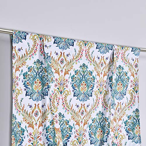 Keqiaosuocai Abstract Floral Damask Medallion Tie Up Curtain - Room Darkening Adjustable Balloon Curtain Shade For Small Window (Yellow And Green,1 Panel,42 By 45 Inch) #TOP2