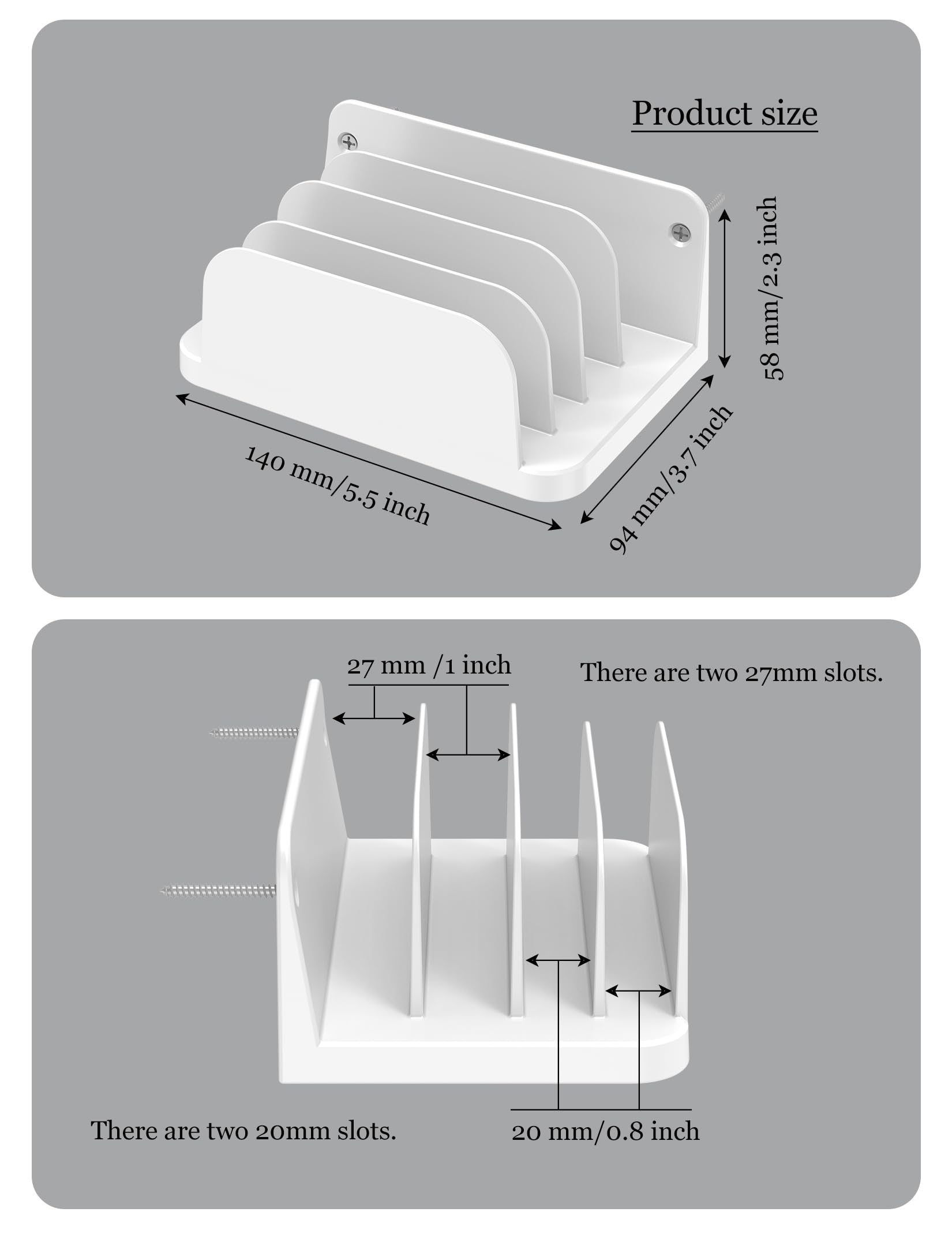 Soporte de pared para teléfonos inteligentes y tabletas, estante para teléfono con estación de acoplamiento de 4 ranuras para tablet, iPad, organizador de carga de pared Kindle (blanco)
