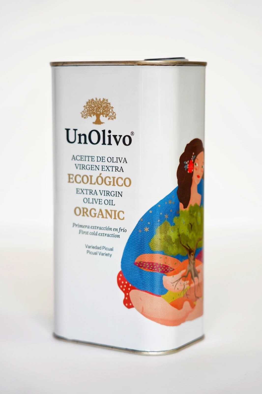 UnOlivo Aceite de Oliva Virgen Extra Ecológico lata 5L | Variedad Picual | Extracción en Frio | Aceite Filtrado